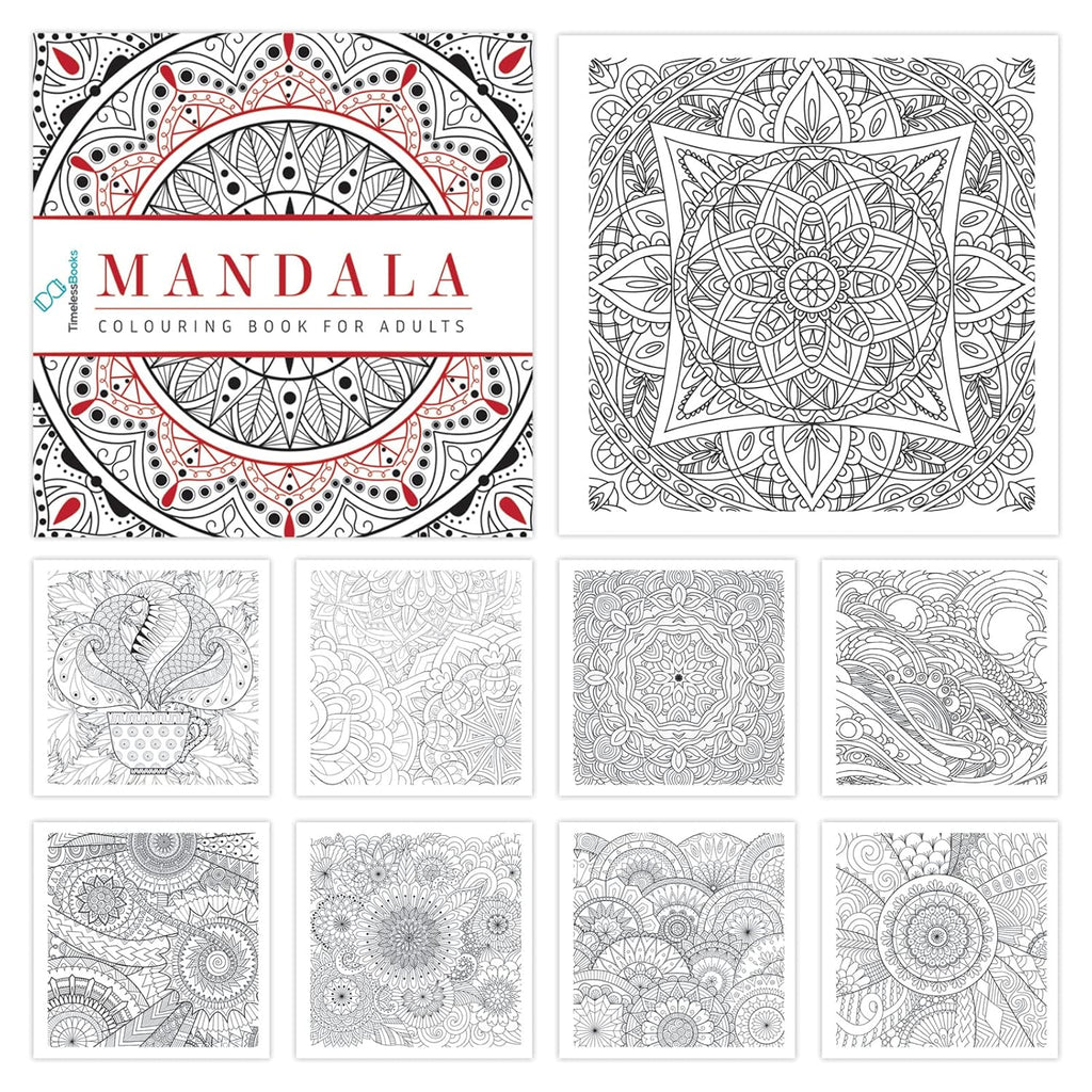 Pack of 4 Colouring Books for Adult with Tear Out Sheet - Animals, Nature, Mandala and Travel